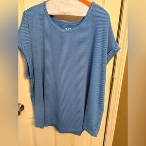 Maurices Blue Ribbed 24/7 Knit Tee